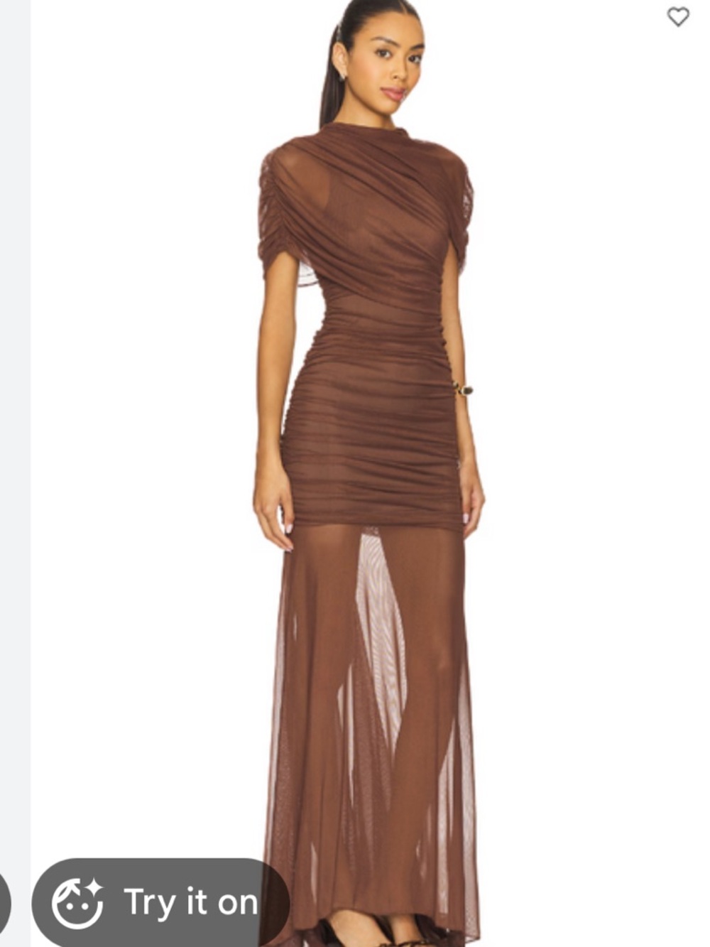 Zara NWT draped combination maxi dress chocolate brown 4772/252 - Picture 8 of 9